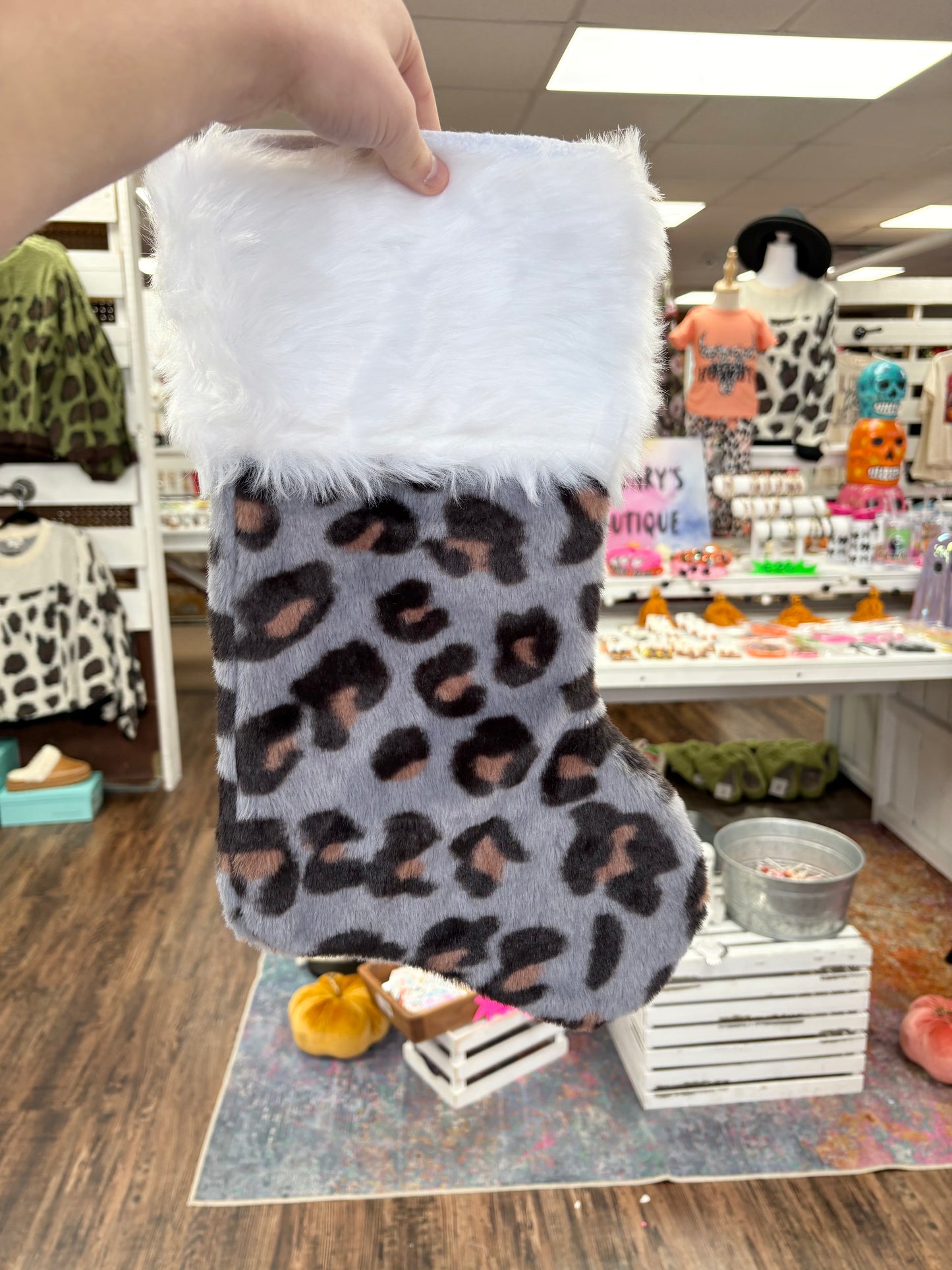 Grey Leopard Stocking