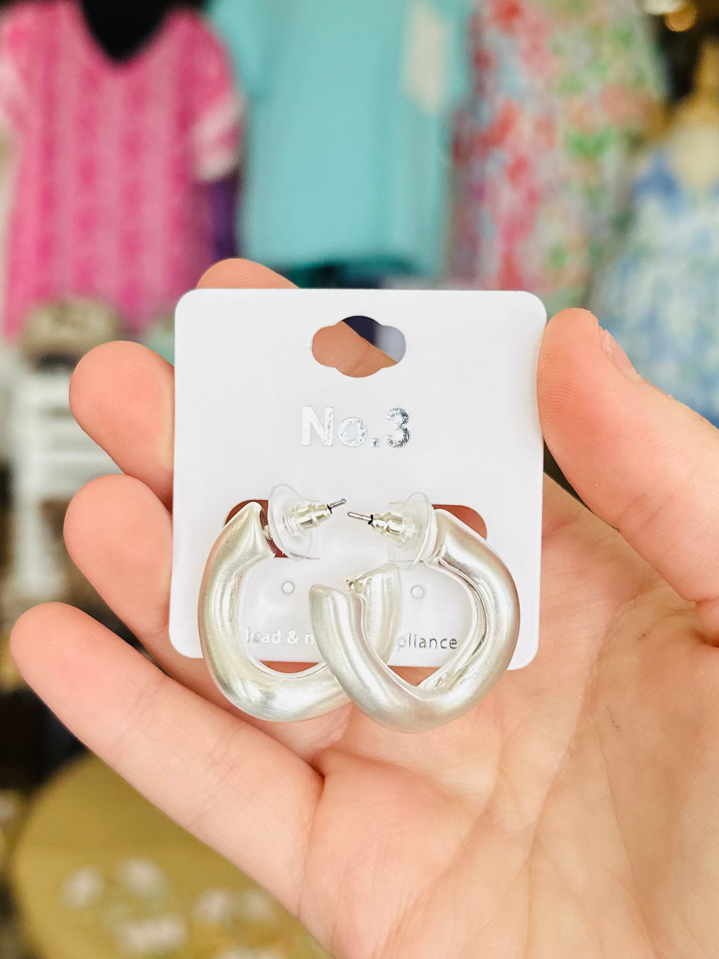 KK Small Matte Silver Hoops