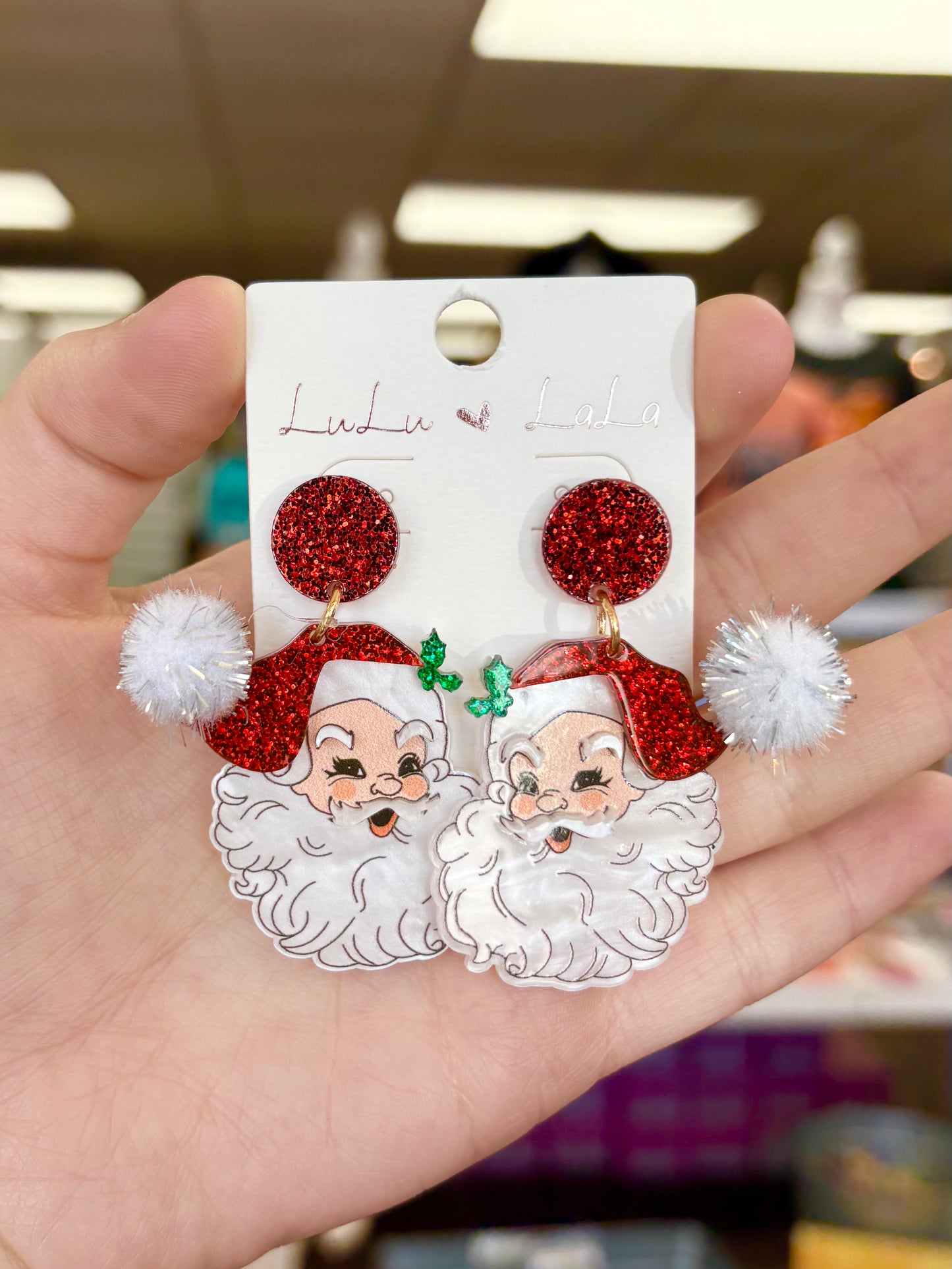 KK Acrylic Red Santa Earrings