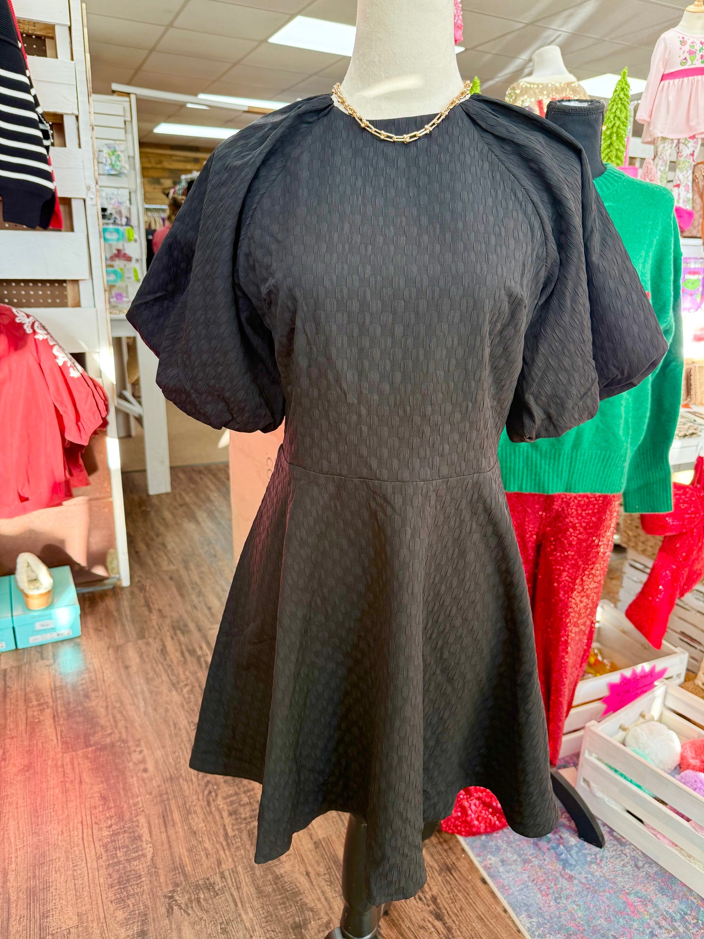 Women’s Black Textured Dress