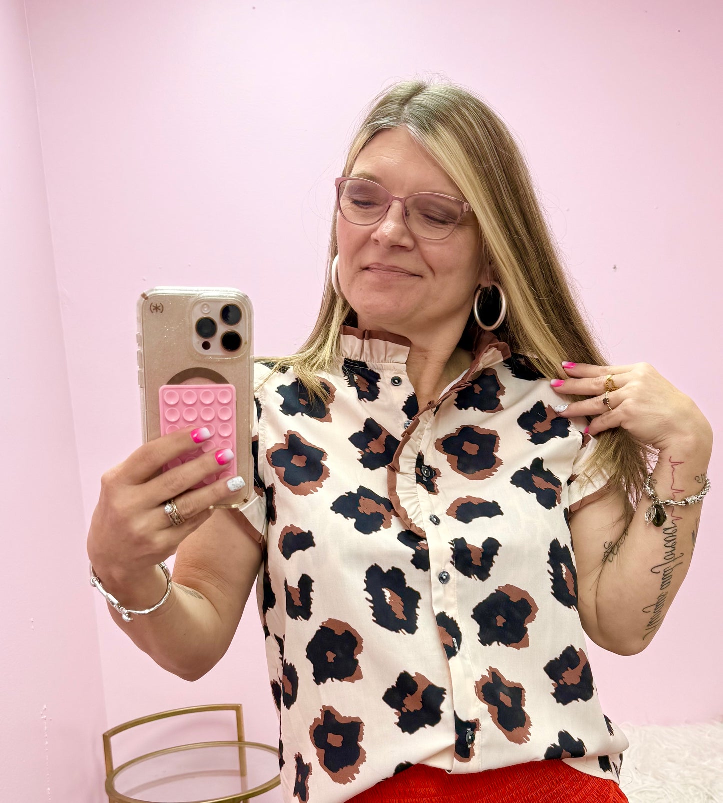 Women’s Leopard Button-up Top