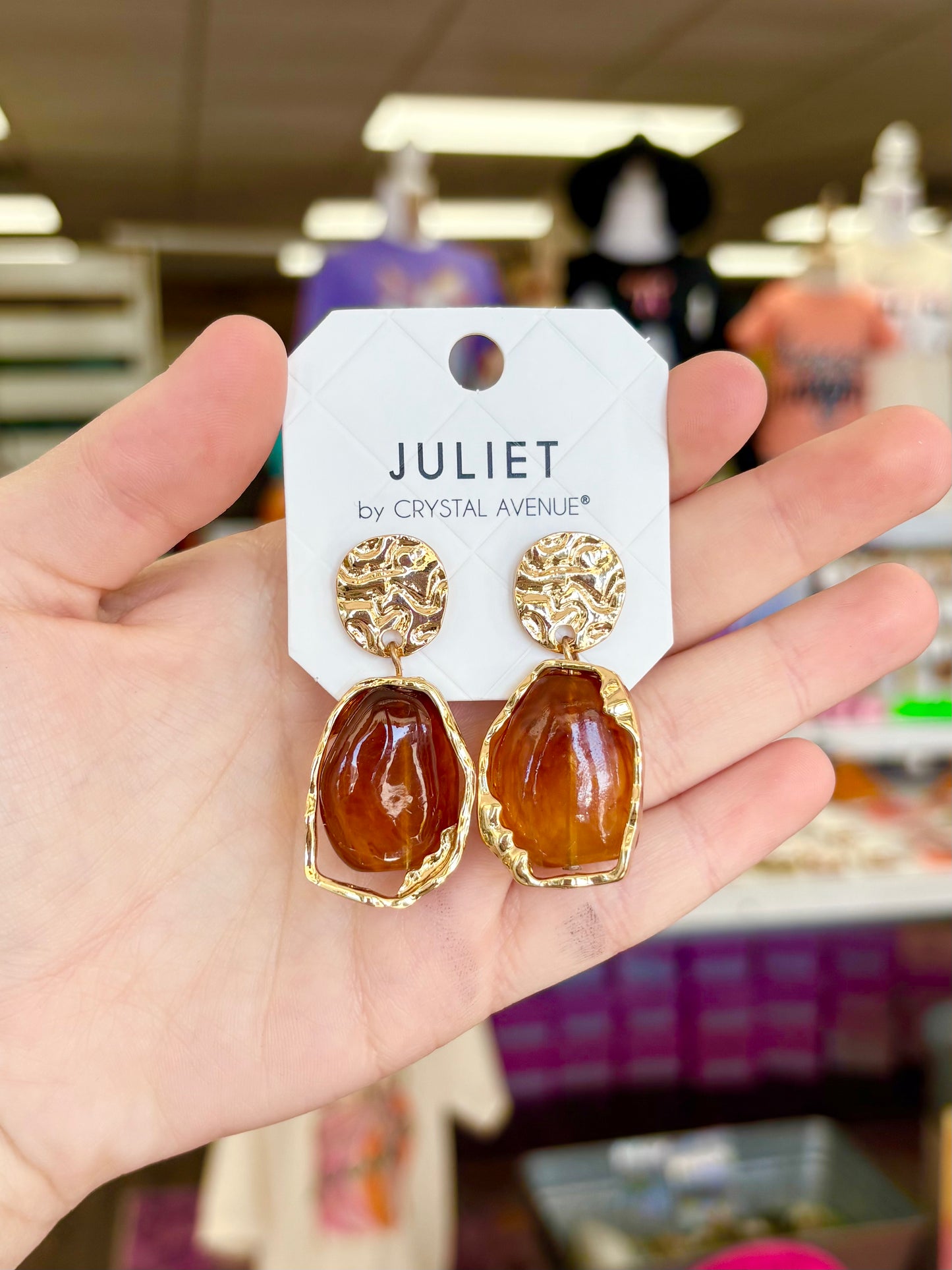 KK Textured Gold Stone Earrings