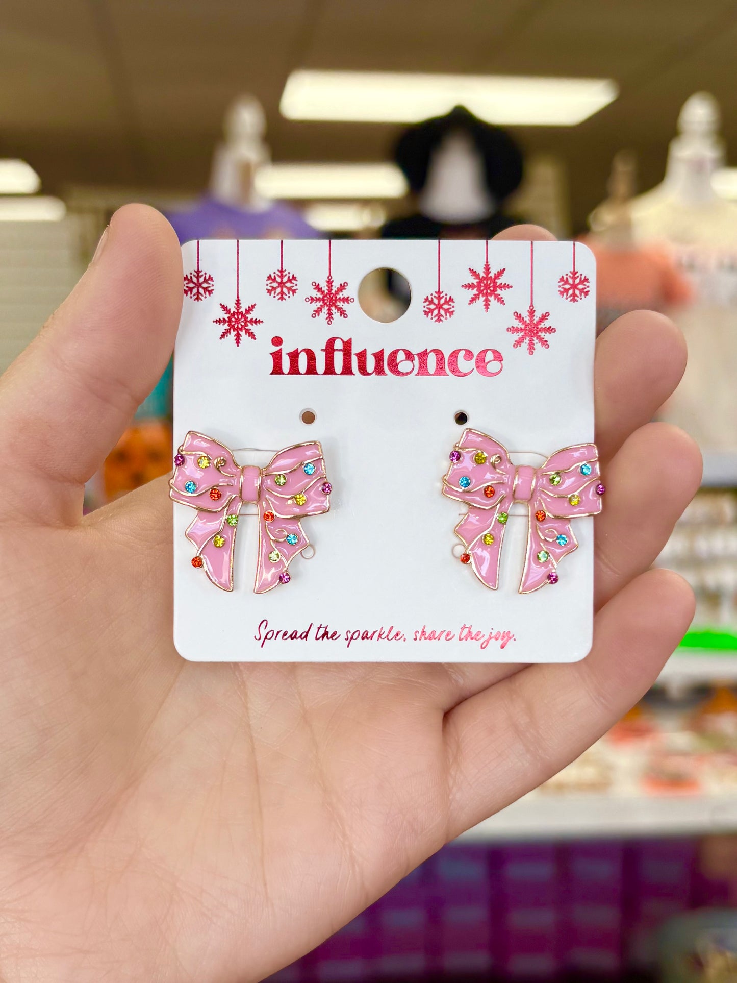 KK Pink/Multi Bow Earrings