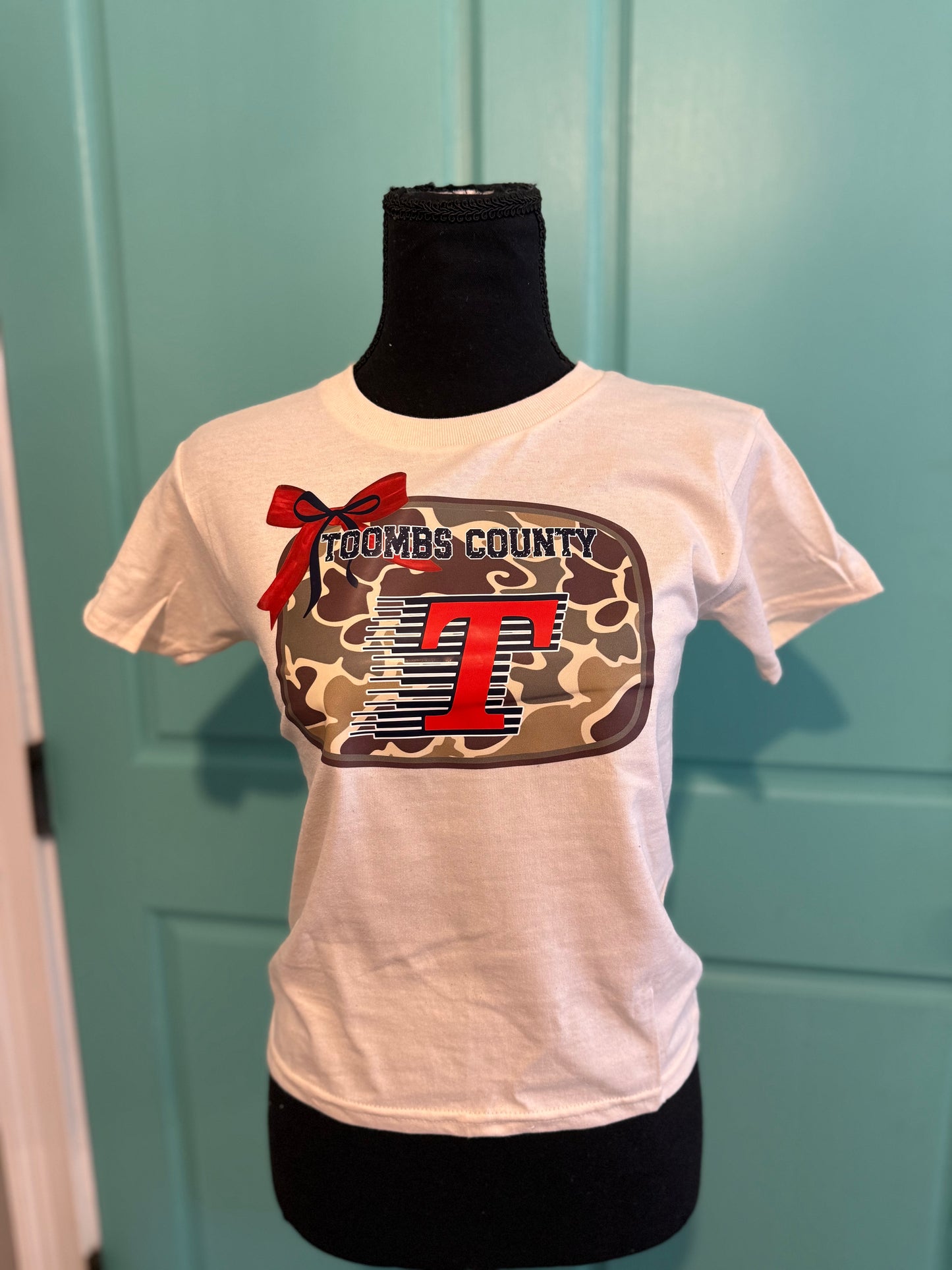 Girl’s Youth Toombs Camo Bow T-shirt