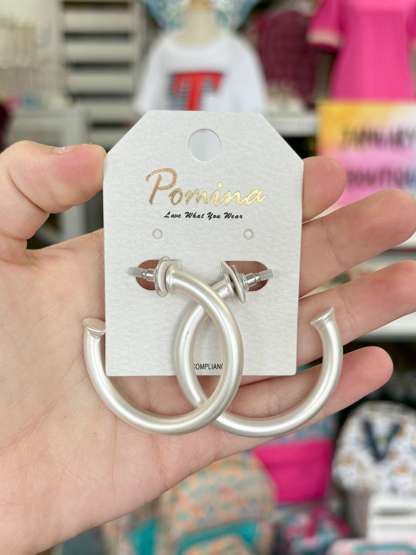 KK Chunky Matte Silver Hoops