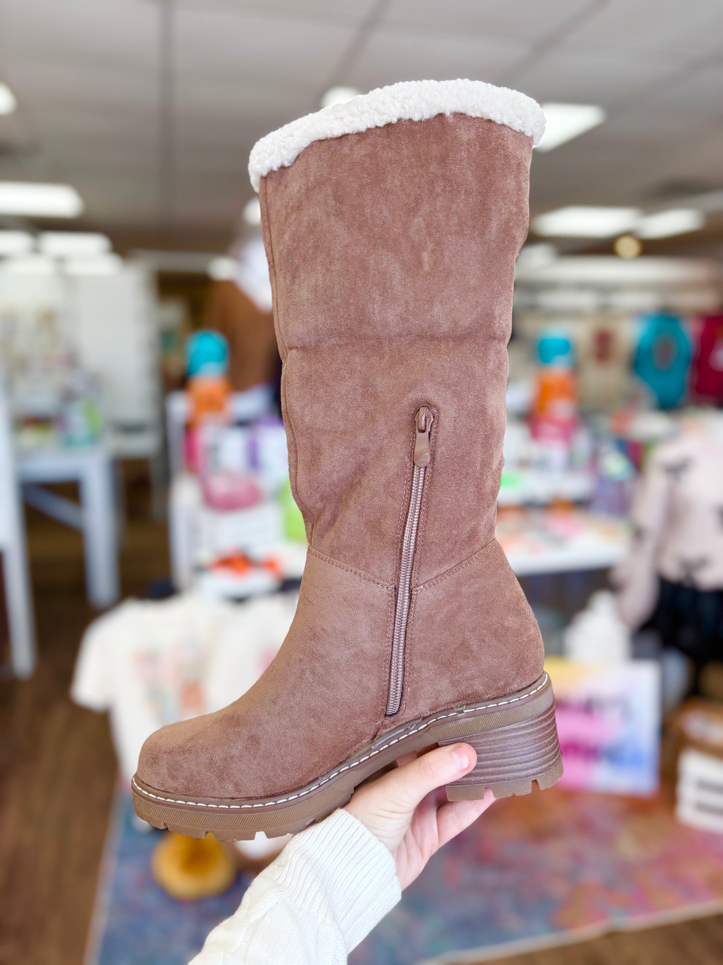 Pierre Dumas Taupe Swede Fur Boots