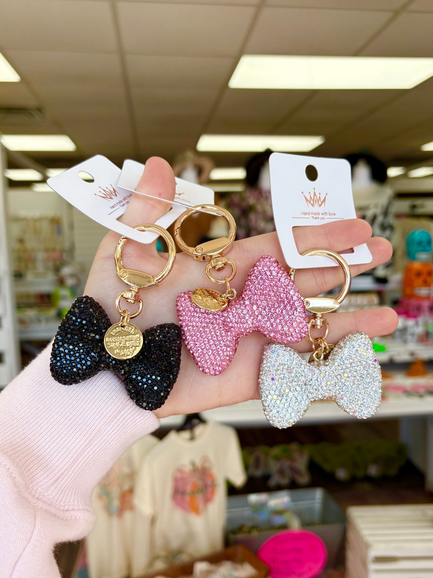 KK Rhinestone Bow Keychains