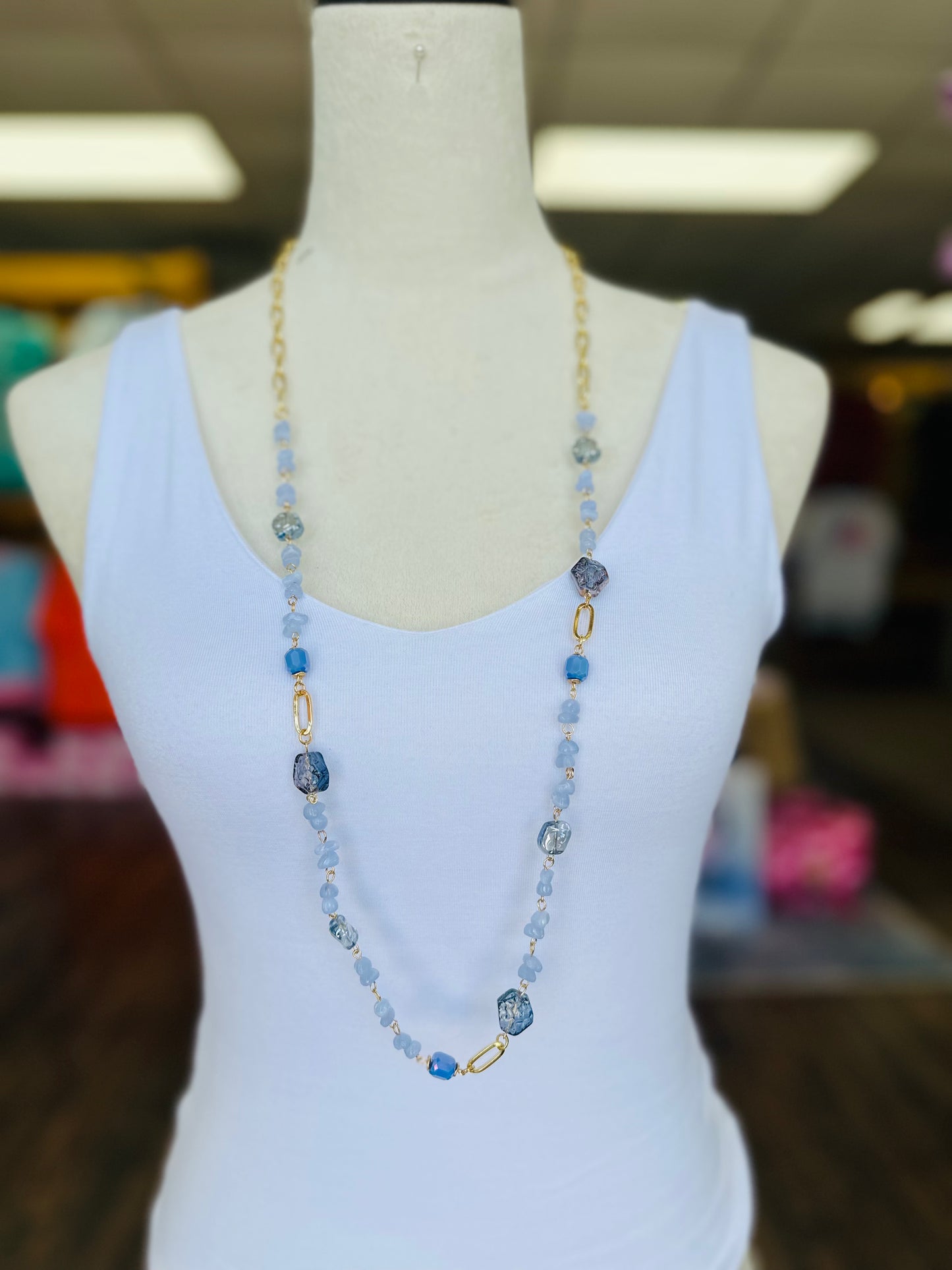 KK Gold/Periwinkle Stone Necklace