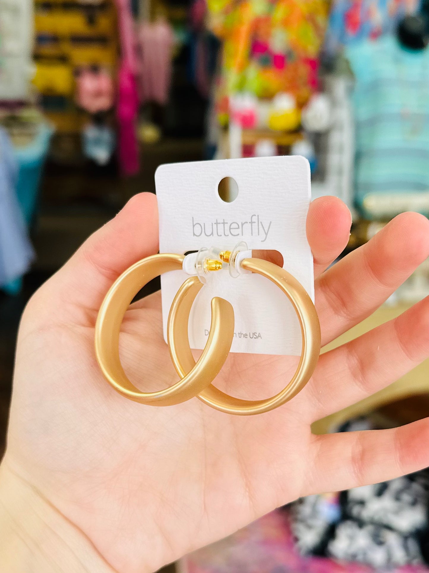 KK 1.7 Inch Thick Matte Gold Hoops