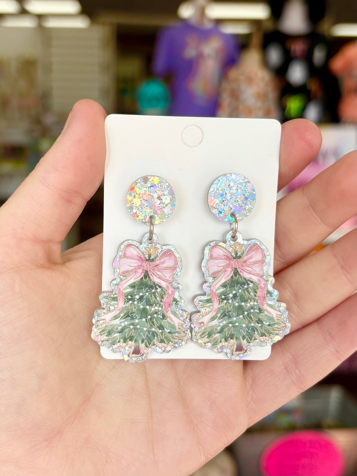 KK Green Bow Tree Earrings