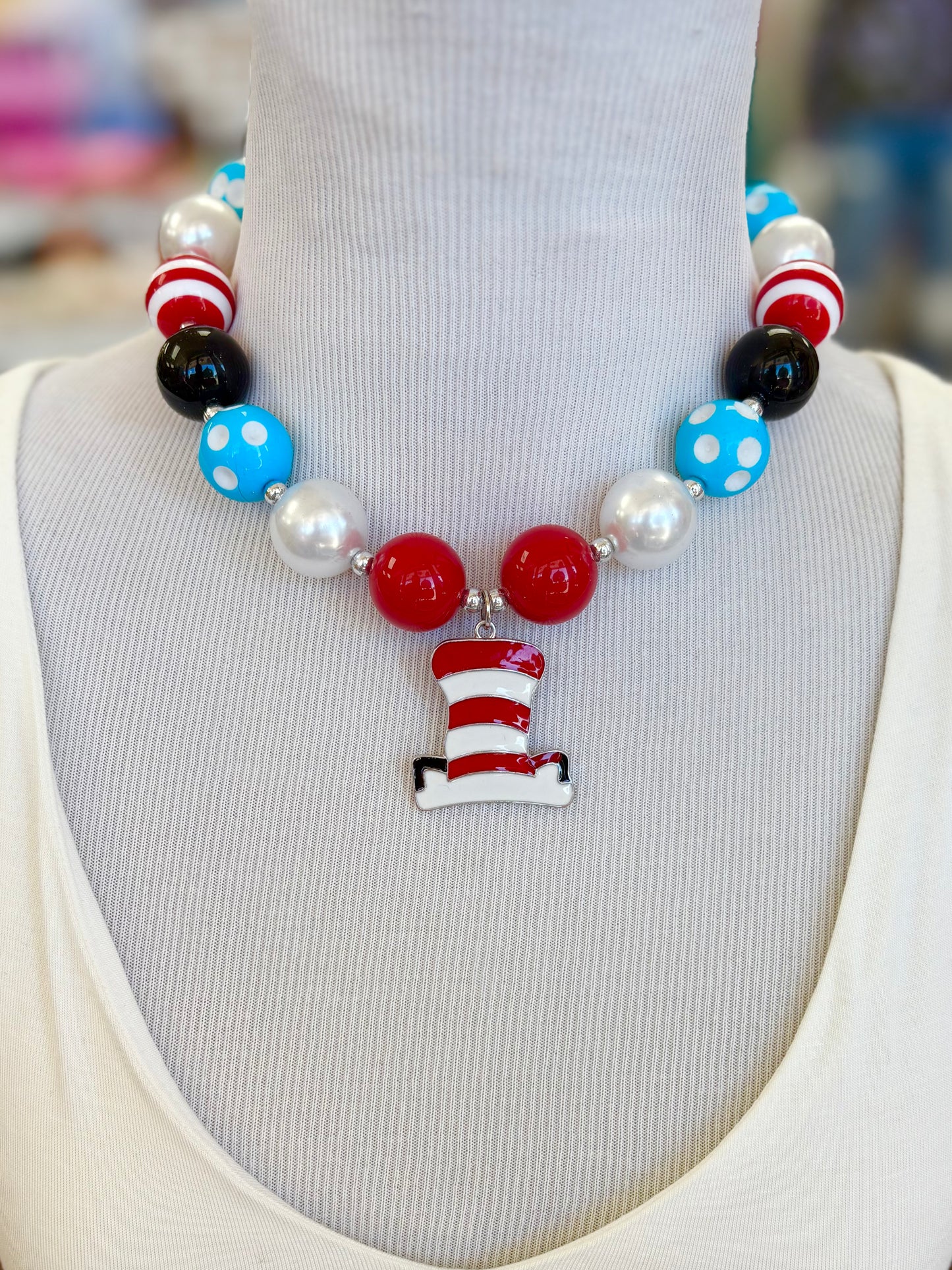 Dr. Se*ss Hat Beaded Necklace