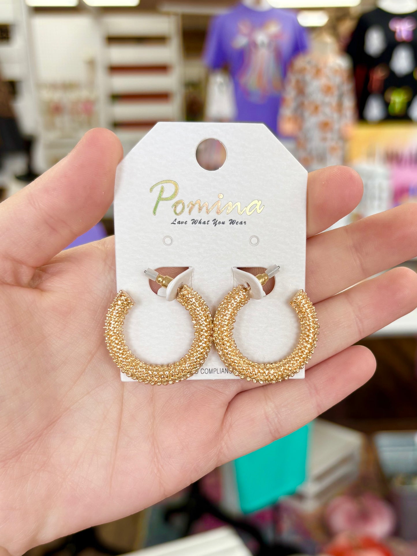 KK Small Gold Textured Hoops