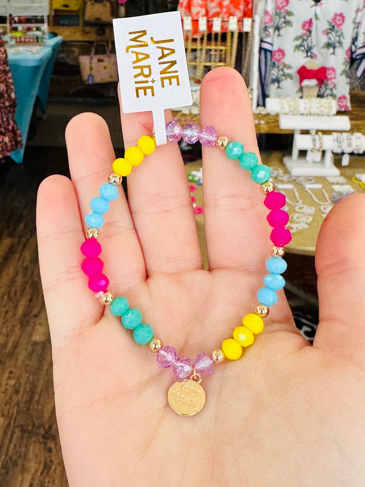 KK Jane Marie Multicolor Faceted Beaded Stretch Bracelet