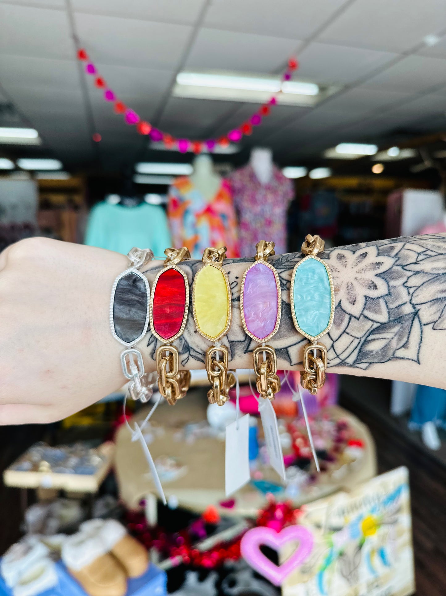 Oval Doubled Chain Link Stretch Bracelet