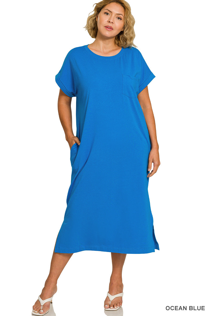 Women’s Plus Ocean Blue Midi Dress