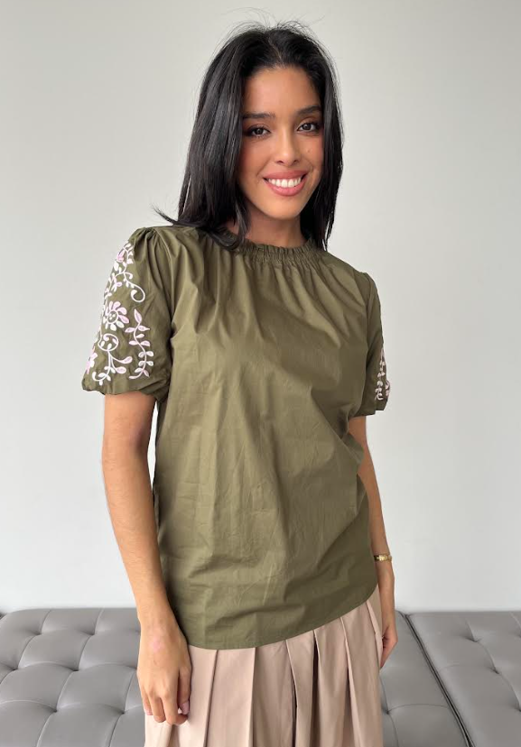 Women’s Green Embroidered Top