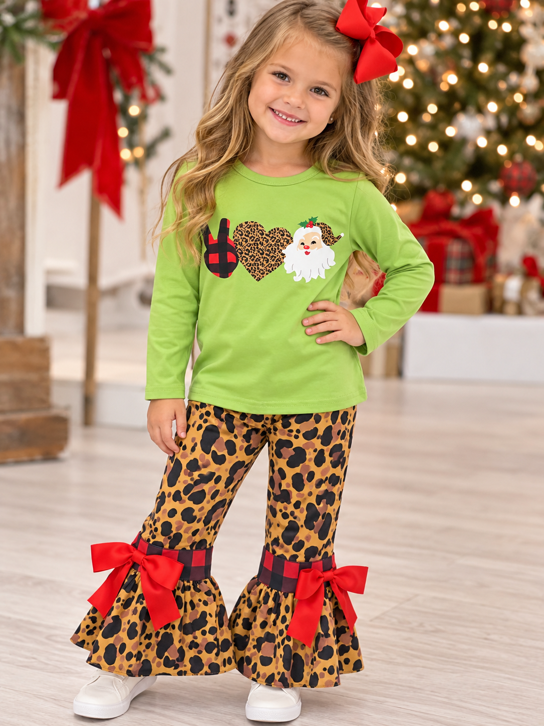 Girl’s Peace Love Santa Set