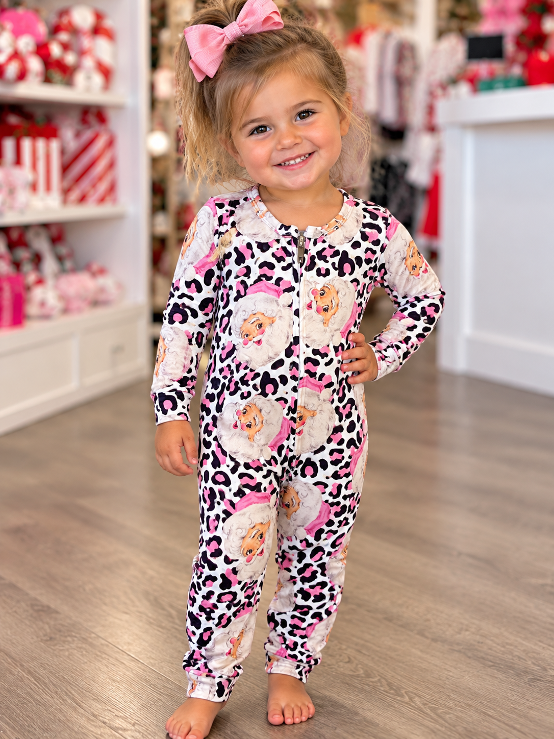 Girl’s Santa Leopard Sleeper