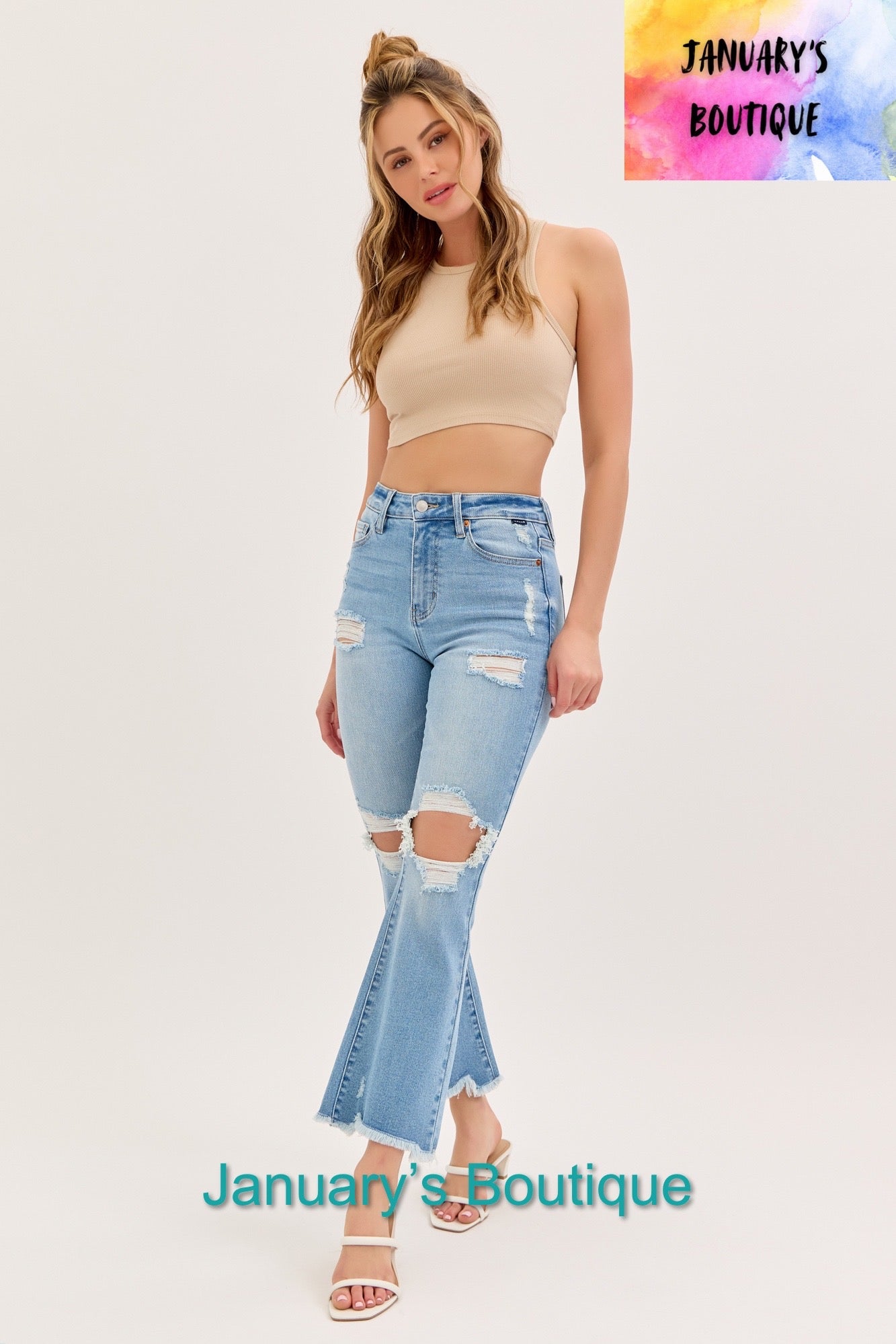 Women’s Cello High Rise Crop Bootcut Jeans