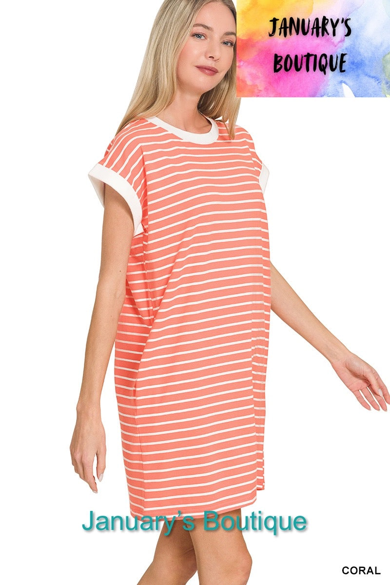 Women’s Coral Striped Dress