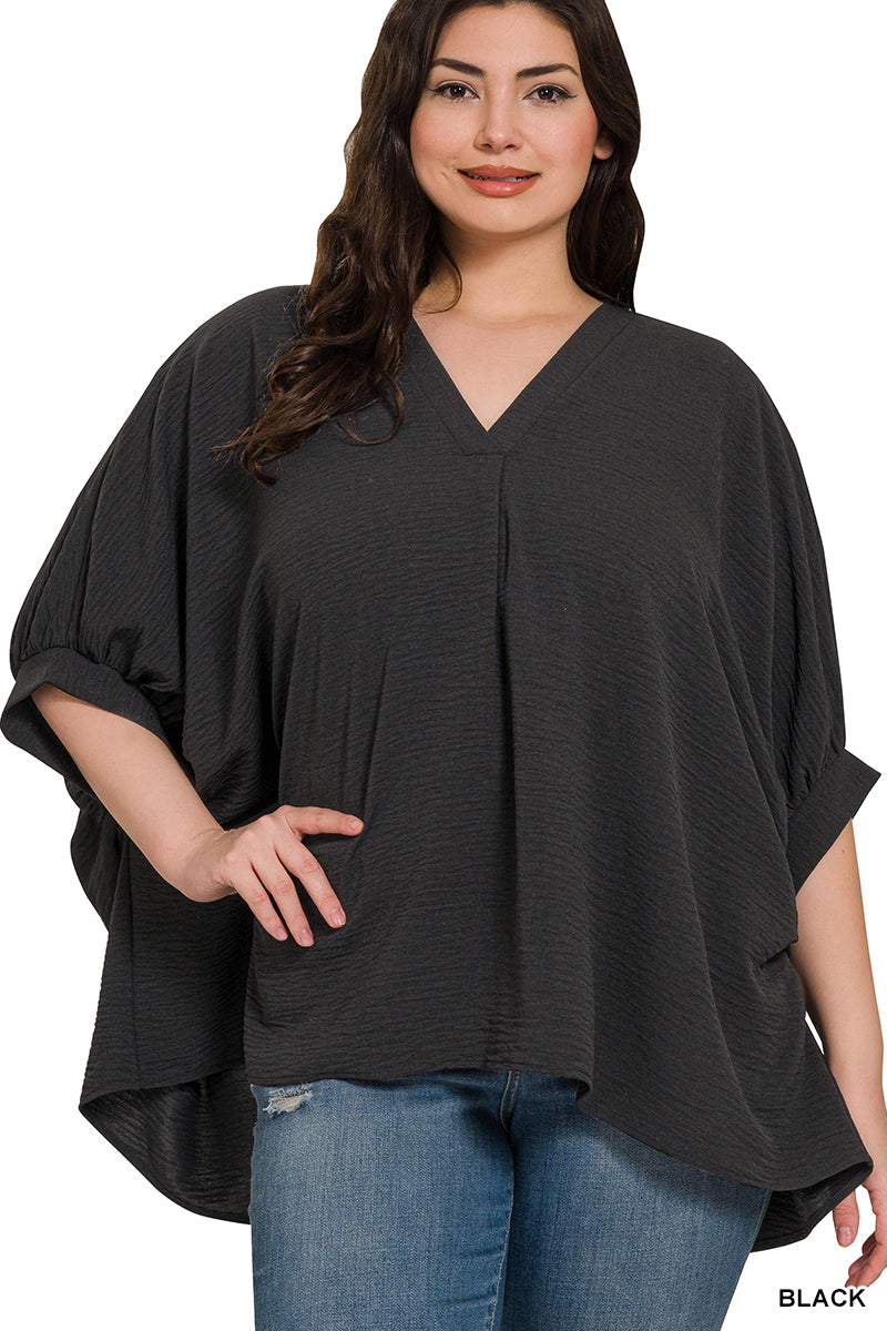 Women’s Plus Black V-neck Top