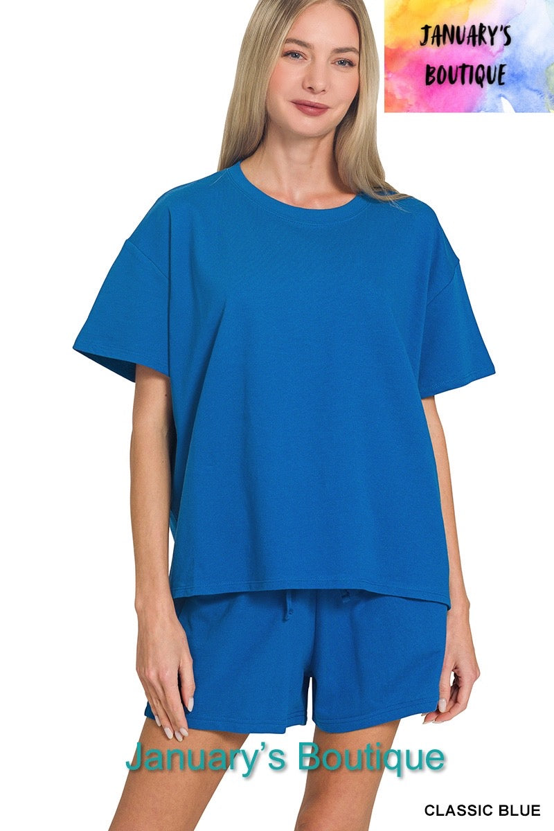 Women’s Linen Classic Blue Shorts Set
