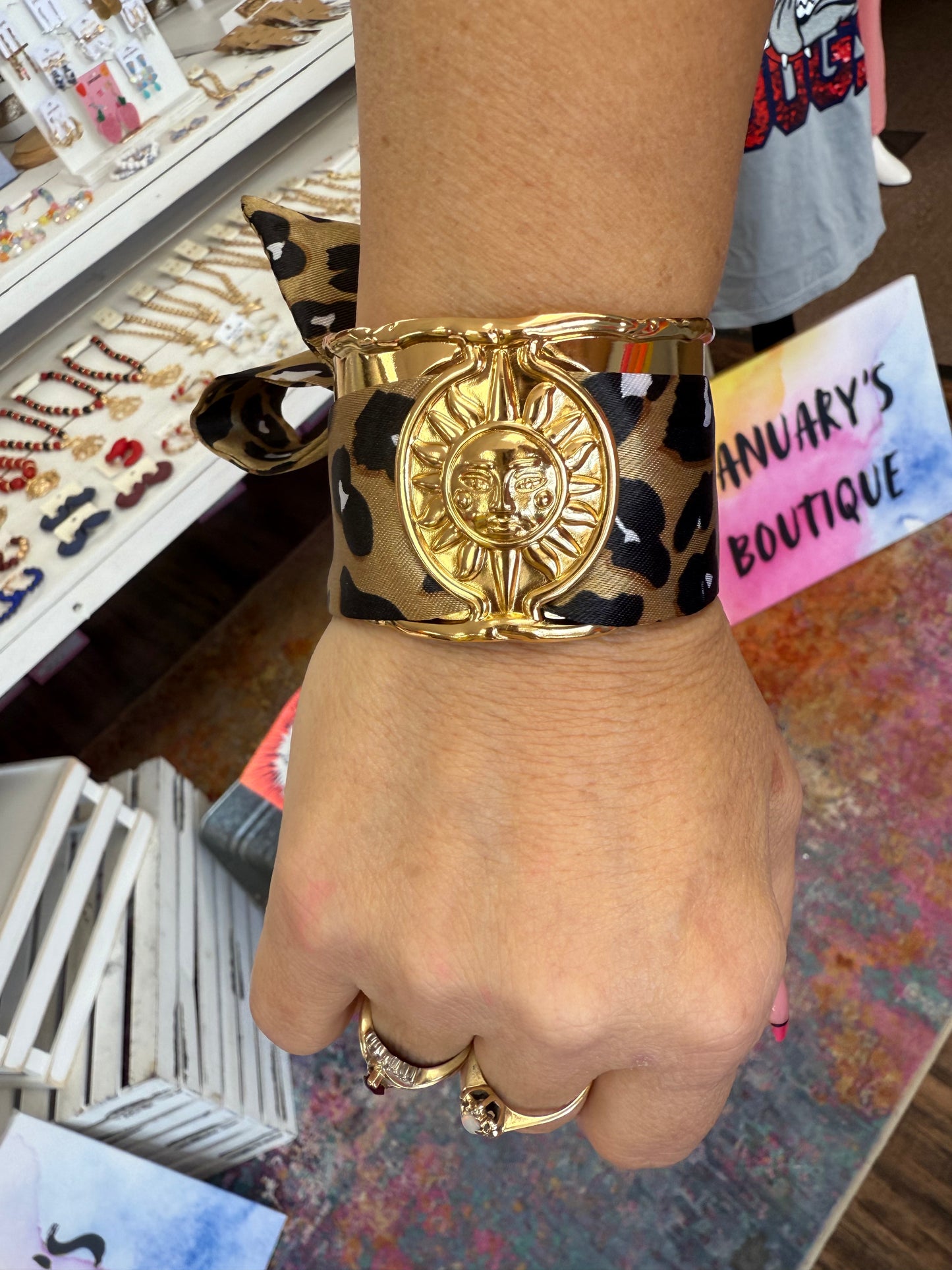 Leopard Bow Gold Cuff
