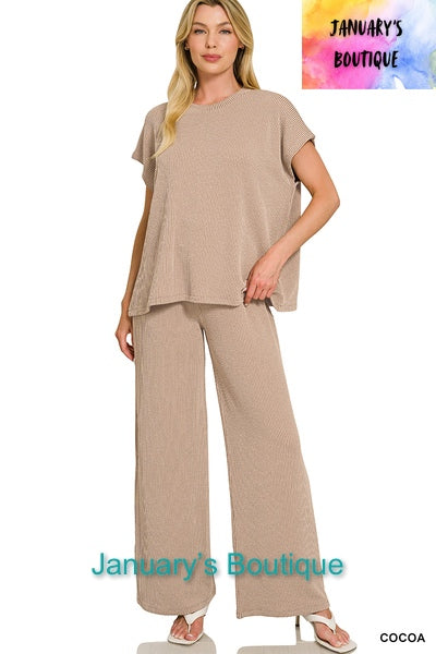 Women’s Cocoa Ribbed Pant Set