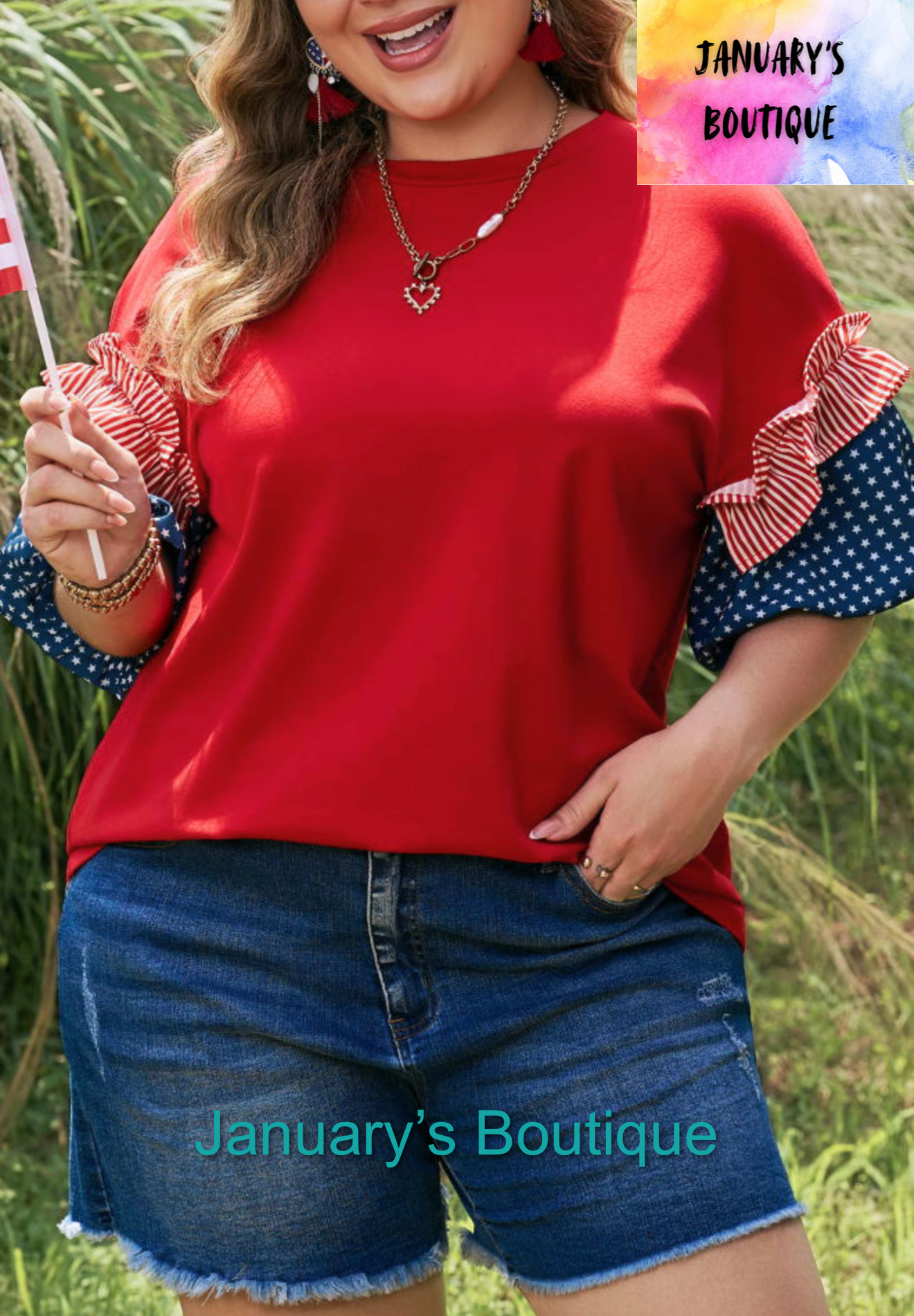 Women’s Plus Patriotic Top