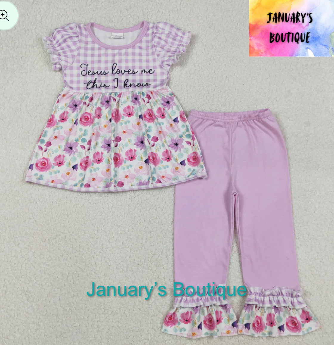 Girl’s Jesus Loves Me Pants Set
