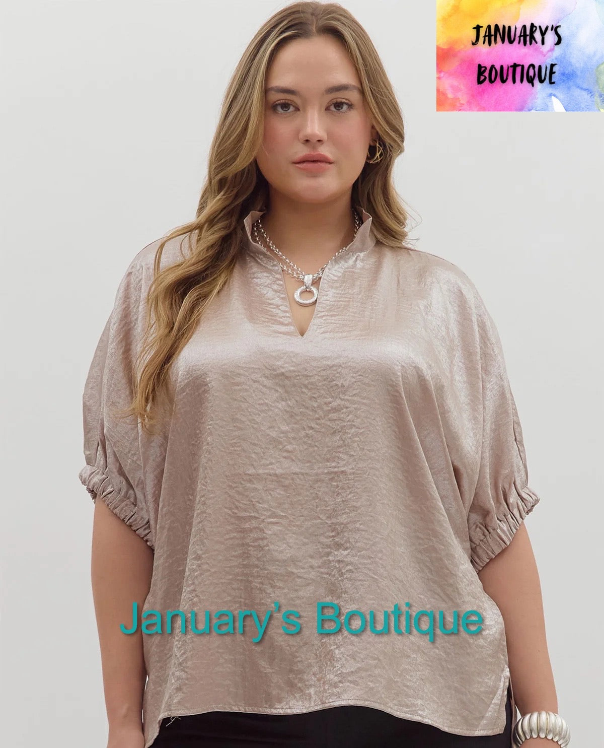 Women’s Plus Entro Champagne Metallic Top