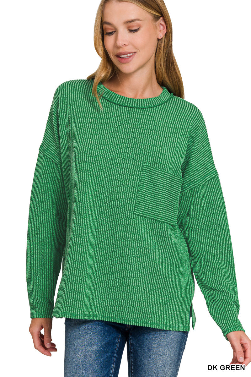 Women’s Dark Green Ribbed Top