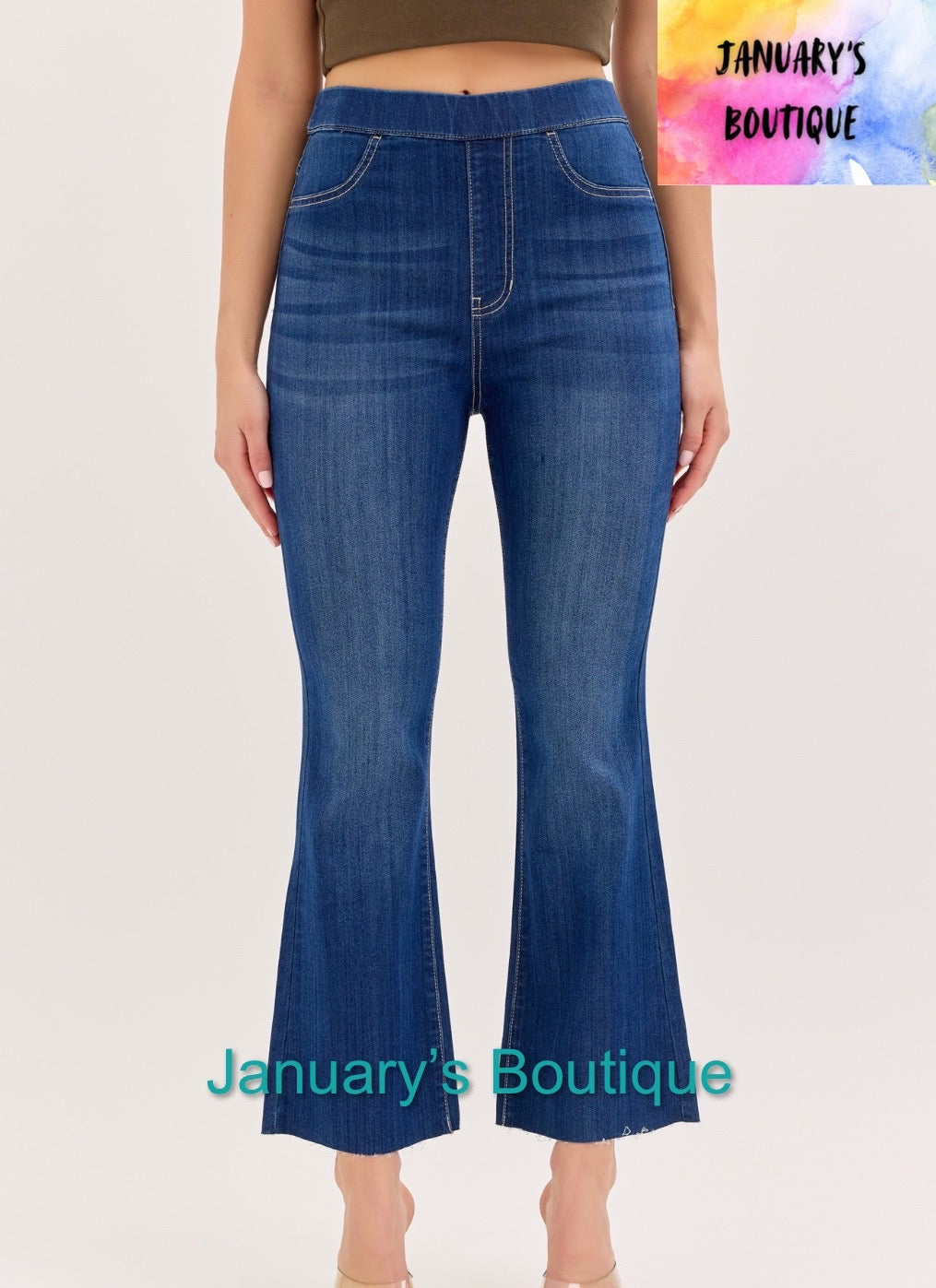 Women’s Cello High Rise Dark Denim Pull-On Crop Flare