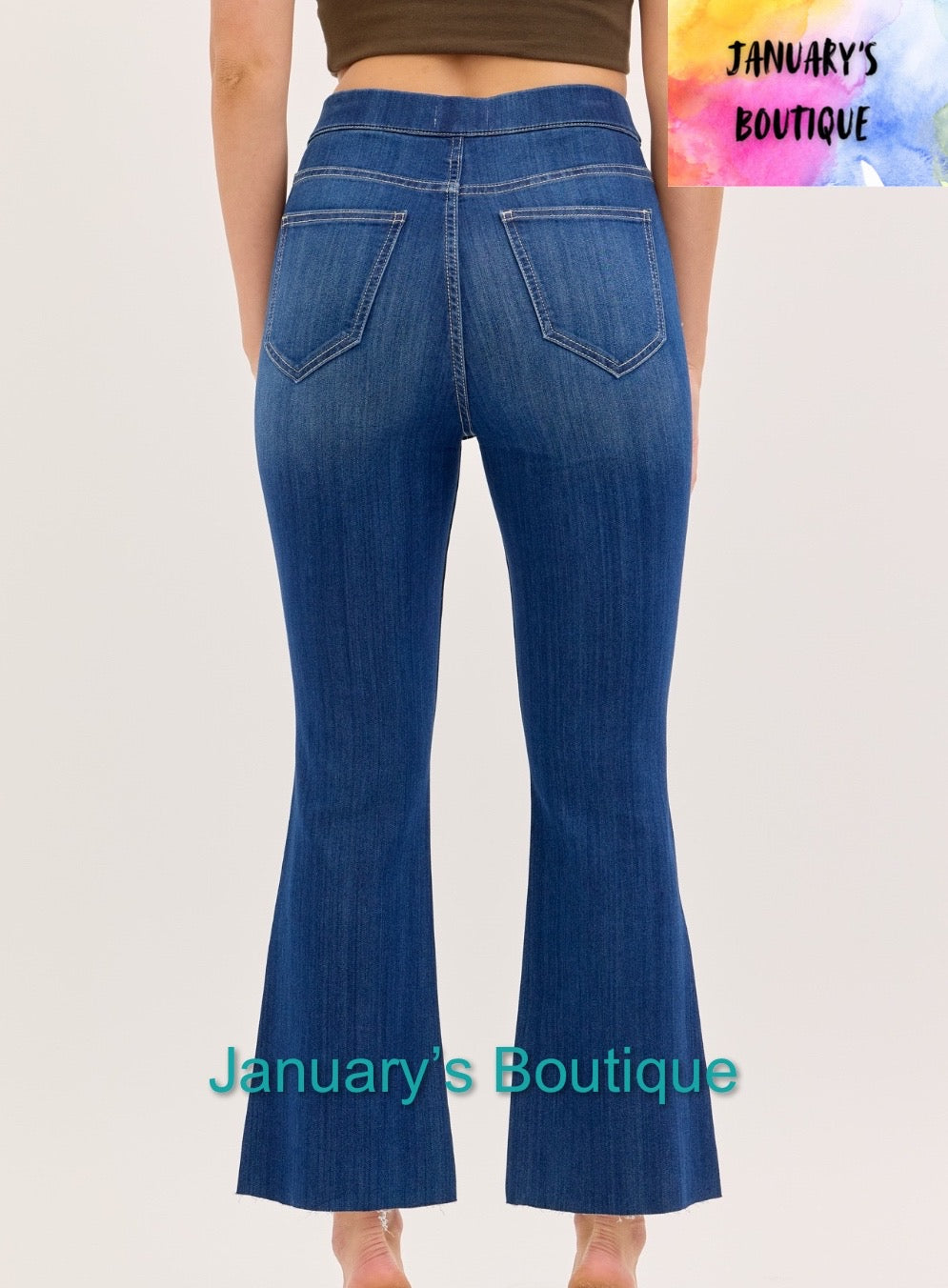 Women’s Cello High Rise Dark Denim Pull-On Crop Flare