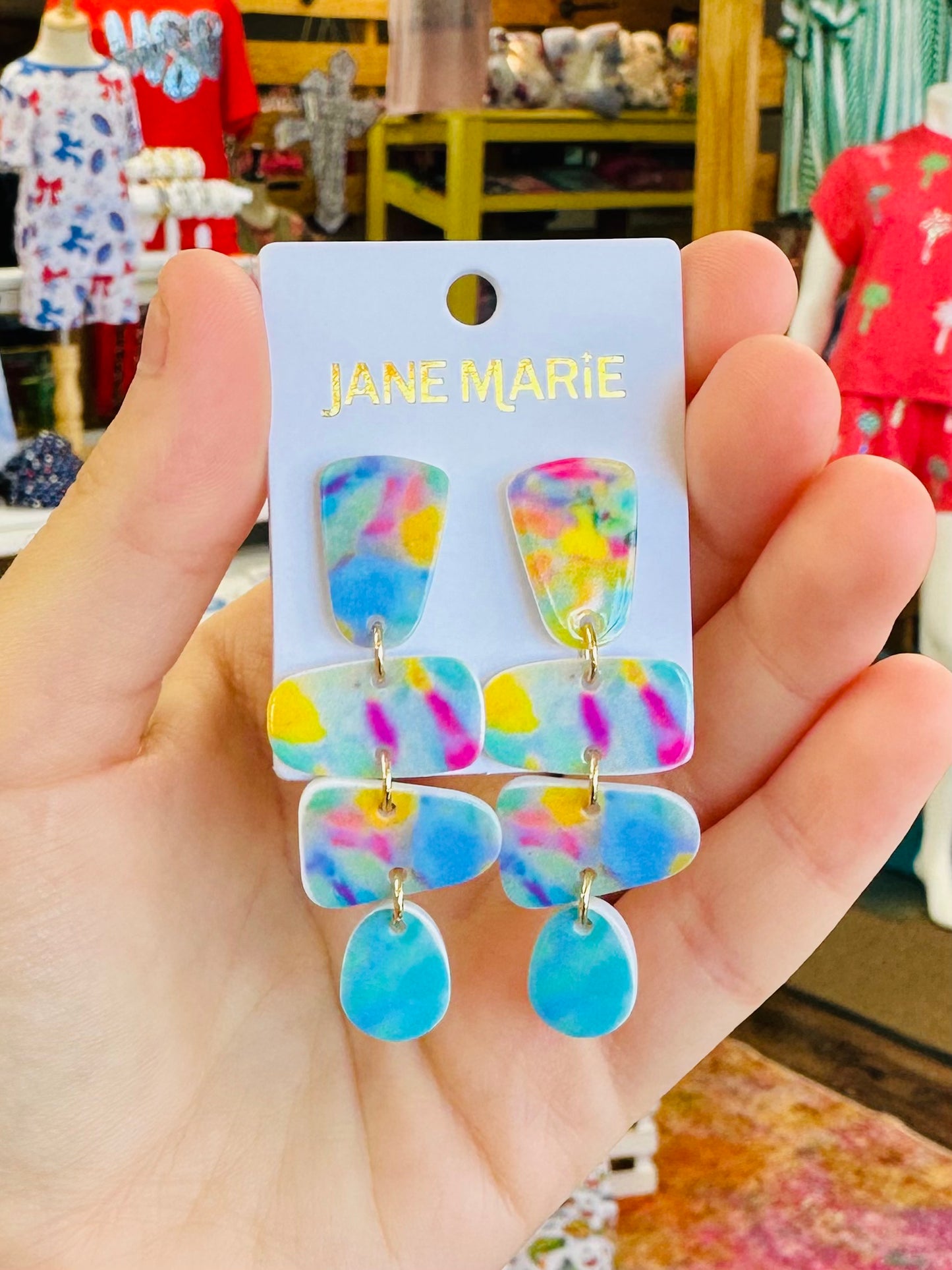 Jane Marie Multi Acrylic Geometric Shapes Earrings