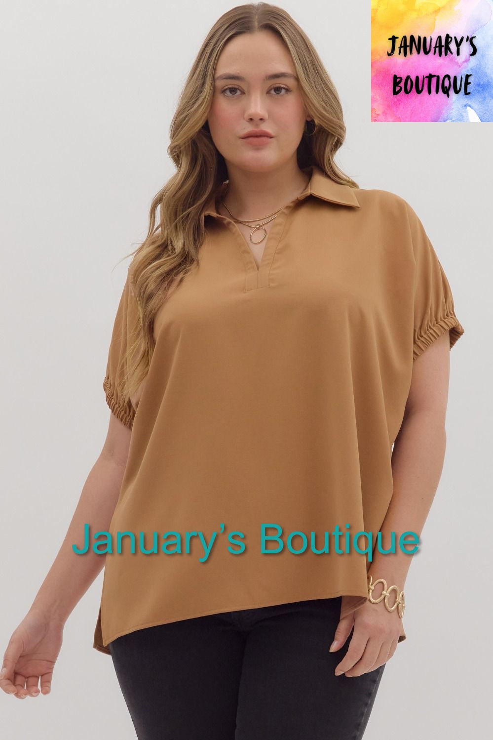 Women’s Plus Entro Camel Top