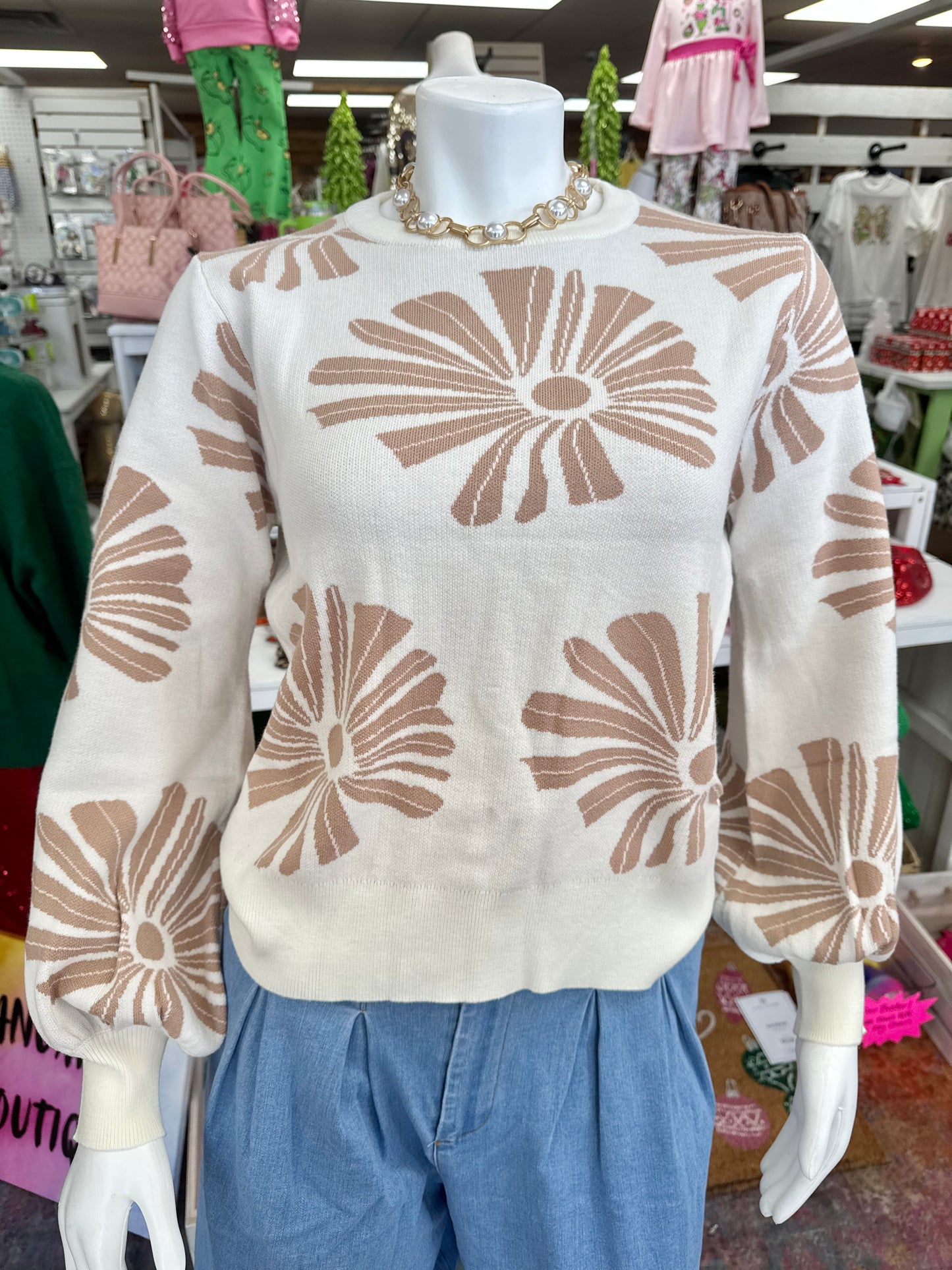 Women’s Floral Round Neck Sweater