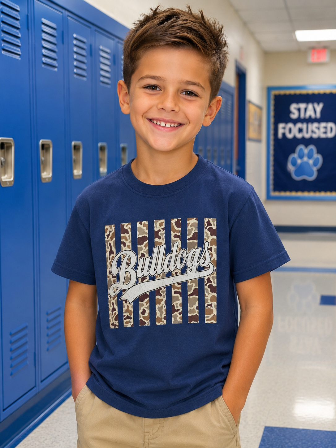 Boy’s Navy Bulldogs Camo T-shirt
