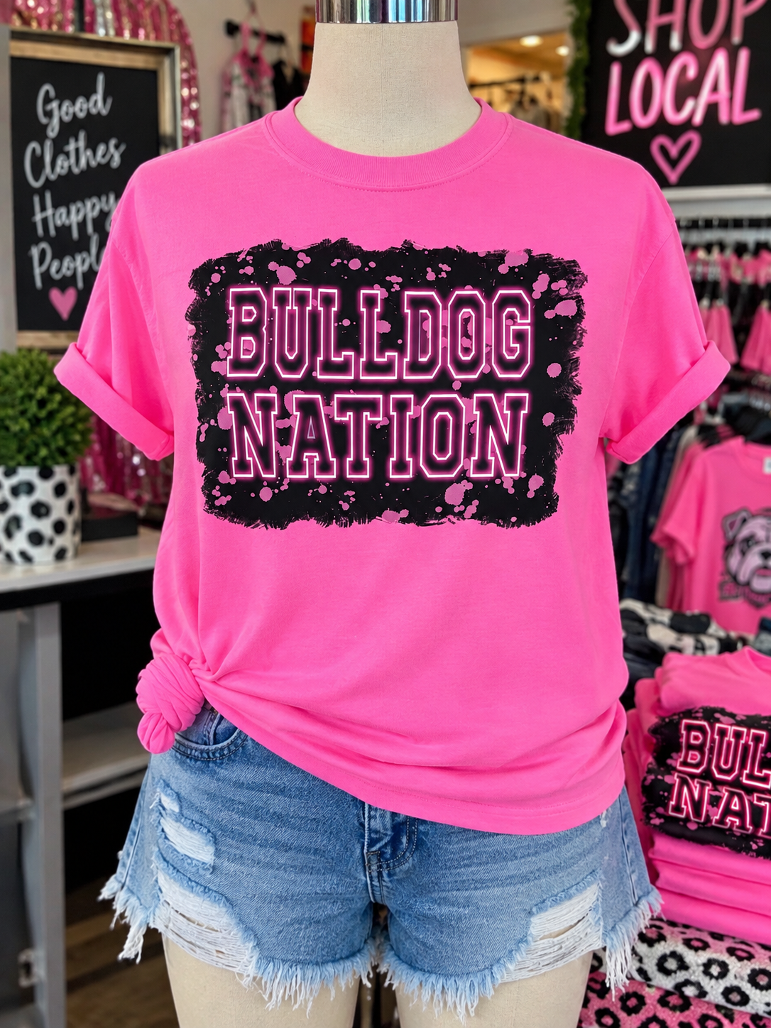 Women’s BULLDOG NATION Pink Comfort Colors T-shirt