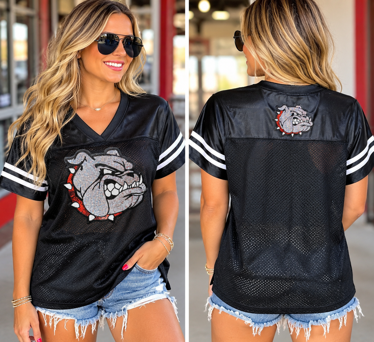 Women’s Sequin Bulldog Jersey