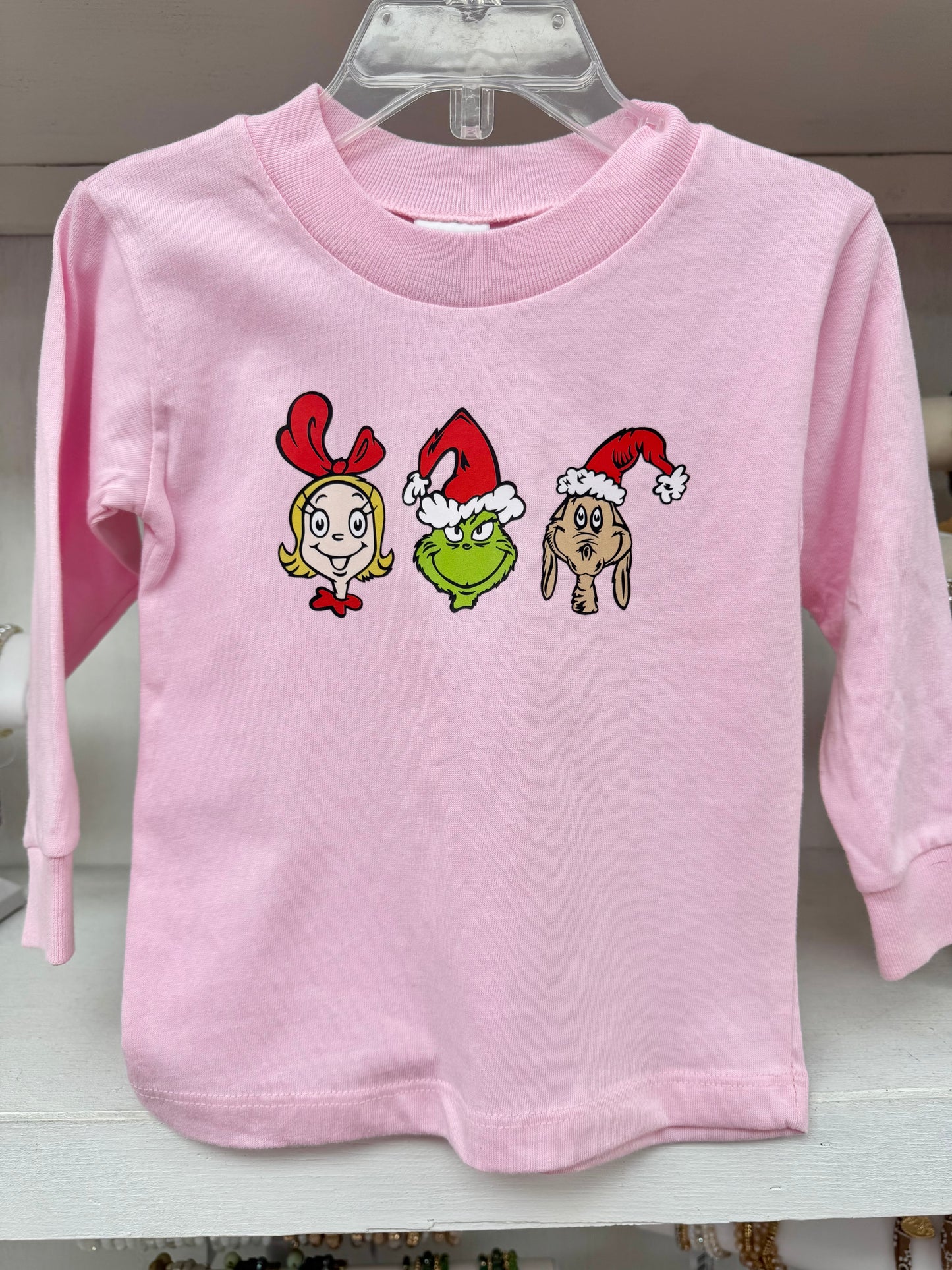 Girl’s Pink Gr*nch Trio L/S Top