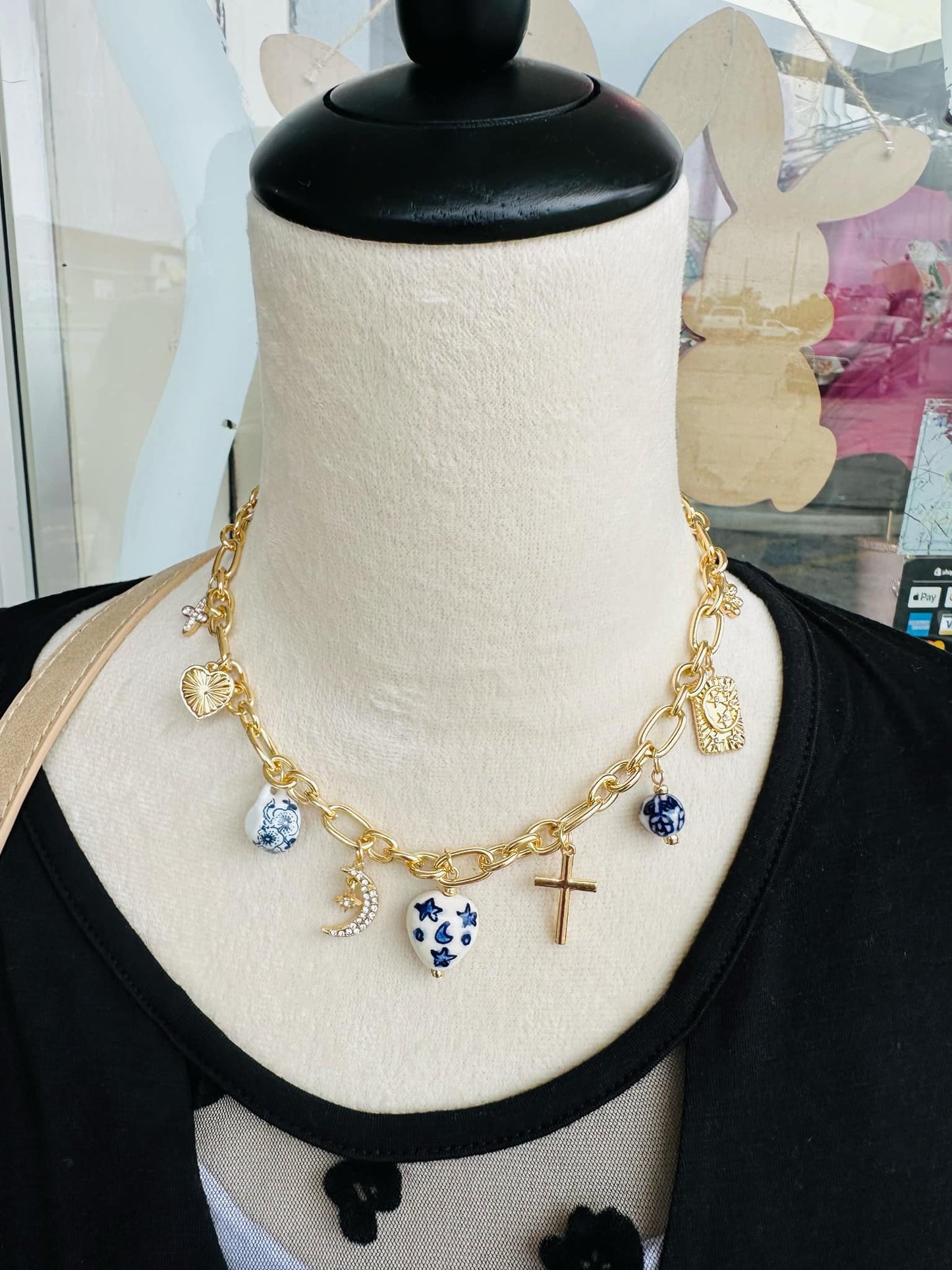 Blue Willow Charm Necklace