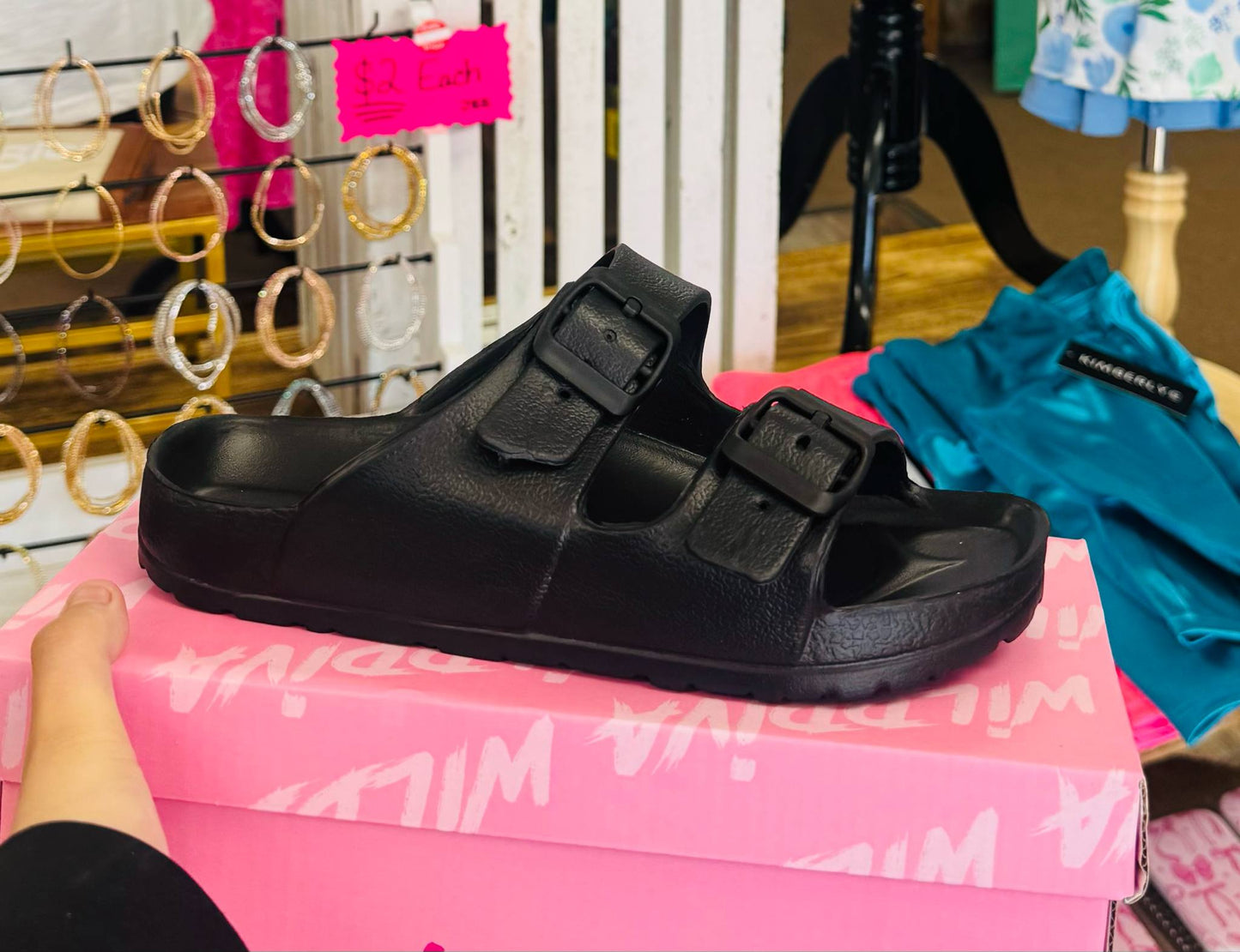 Wild Diva Black Waterproof Slides