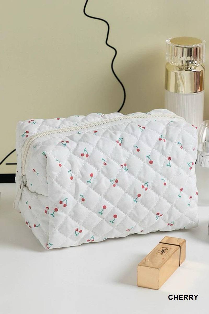 Ditsy Quilted Floral Cosmetic Pouch Bag