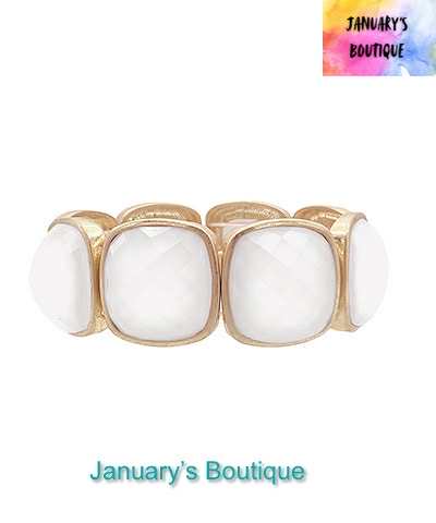 White Square Stone Bracelet