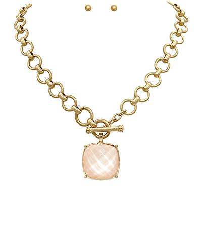 Champagne Square Stone Necklace