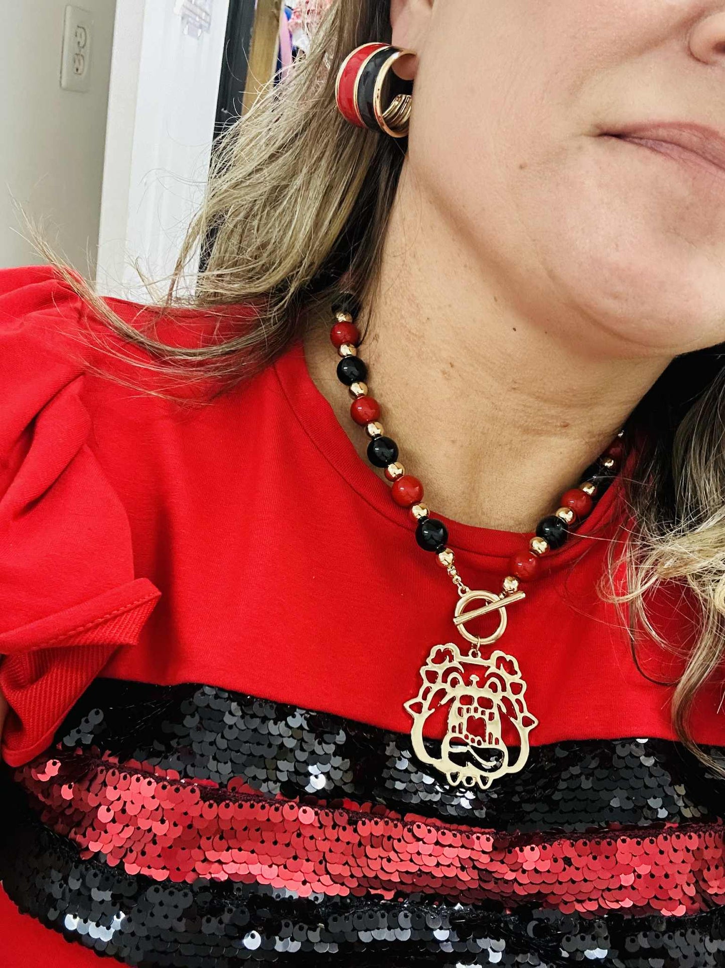 Women's TCEC Red & Black Sequin Dress