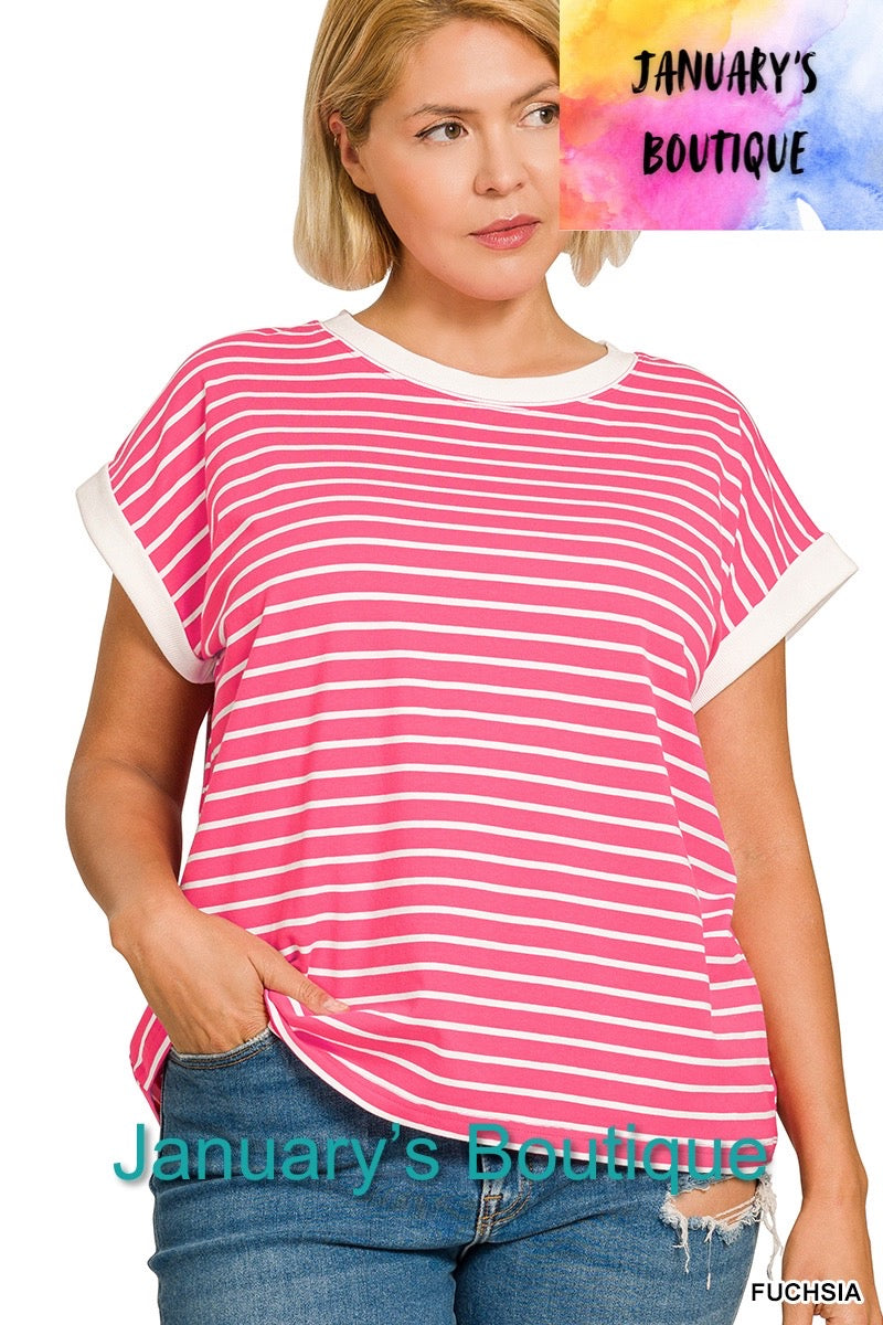 Women’s Plus Fuchsia Striped Top