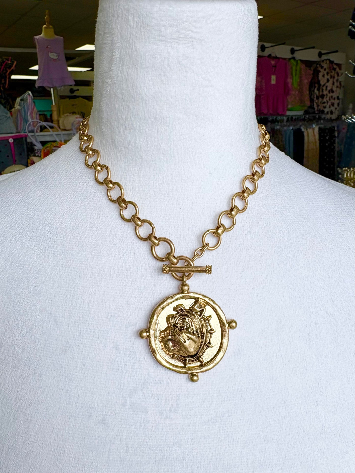 Bulldog Head Pendant Chain Necklace