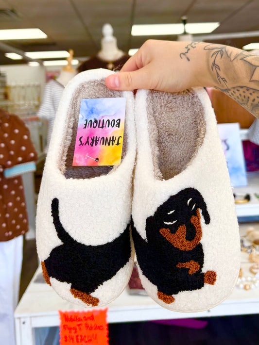 KK Dachshund Fleece Slippers